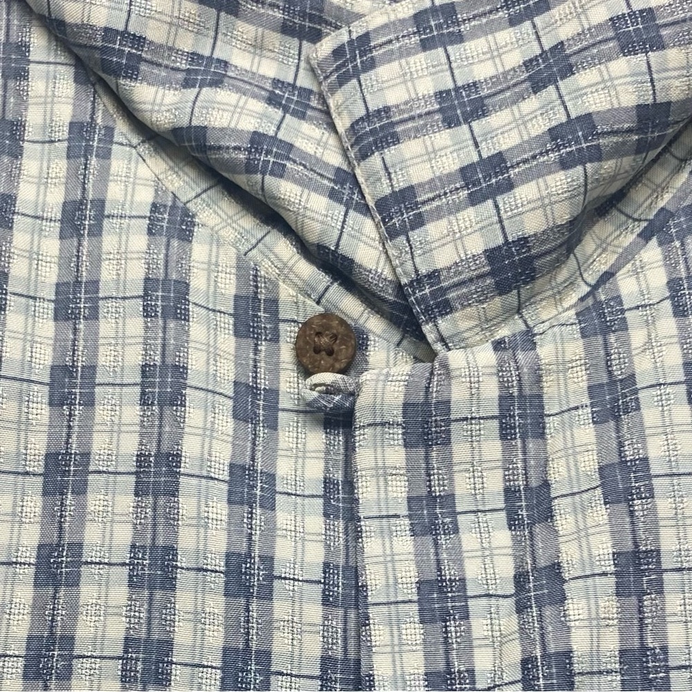 Tommy Bahama Men’s 100% Silk Shirt XXL Gray Plaid Side Slits - Picture 6 of 13